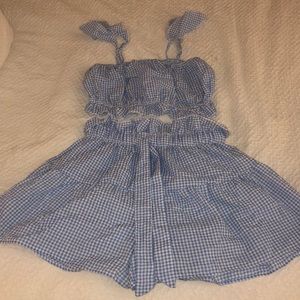 NWOT Blue Gingham two piece skort set
